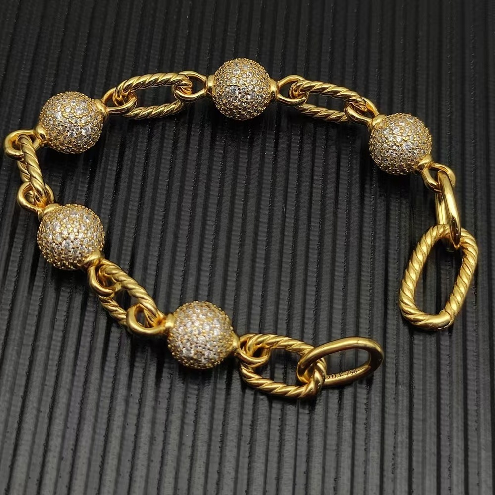 David Yurman Golden Madison Round Diamond Beaded Bracelet - Picture 4 of 6